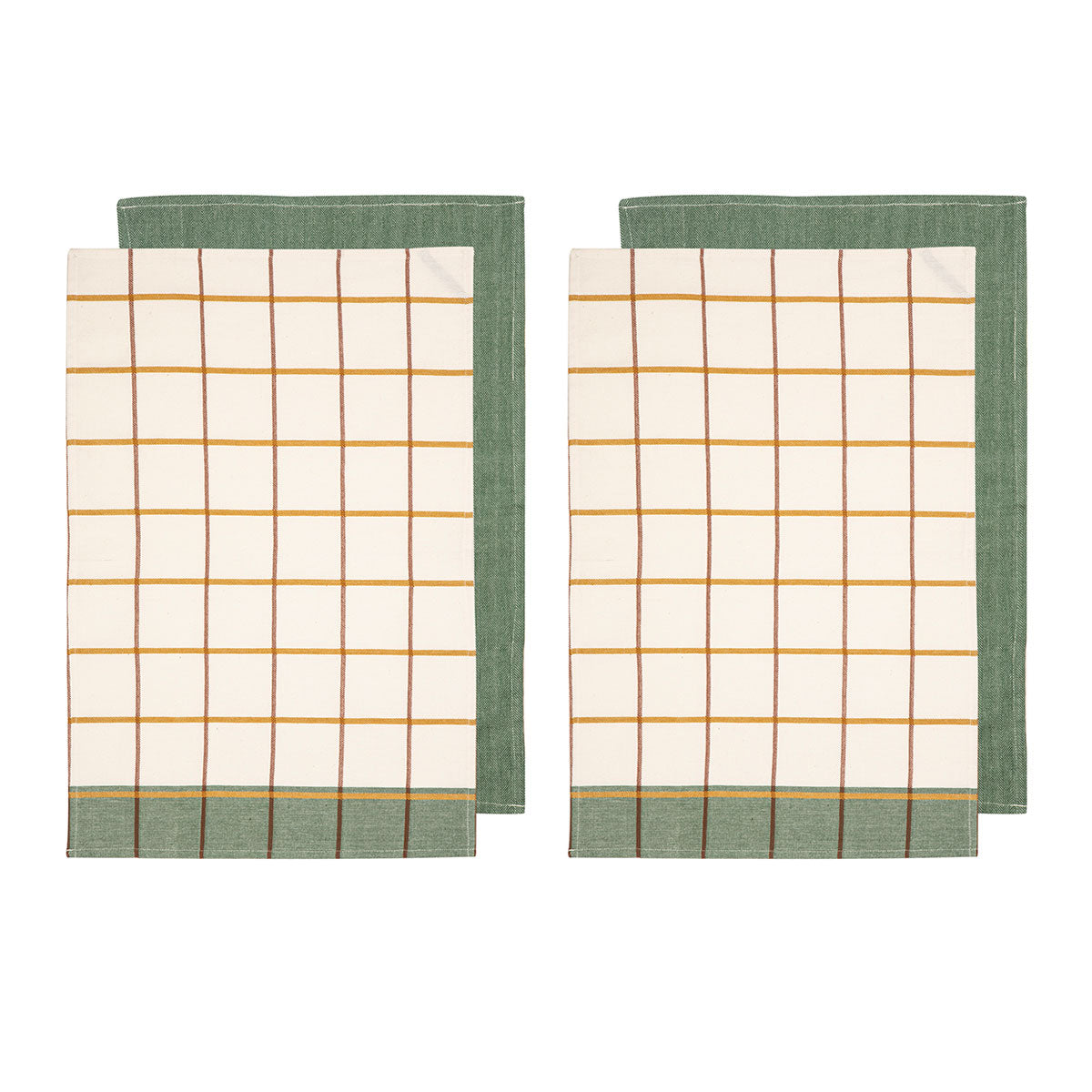 Ladelle Set of 4 Checked Cotton Kitchen Tea Towels 50 x 70 cm - AZO Free Dyes - SuperSaverAU - view 1
