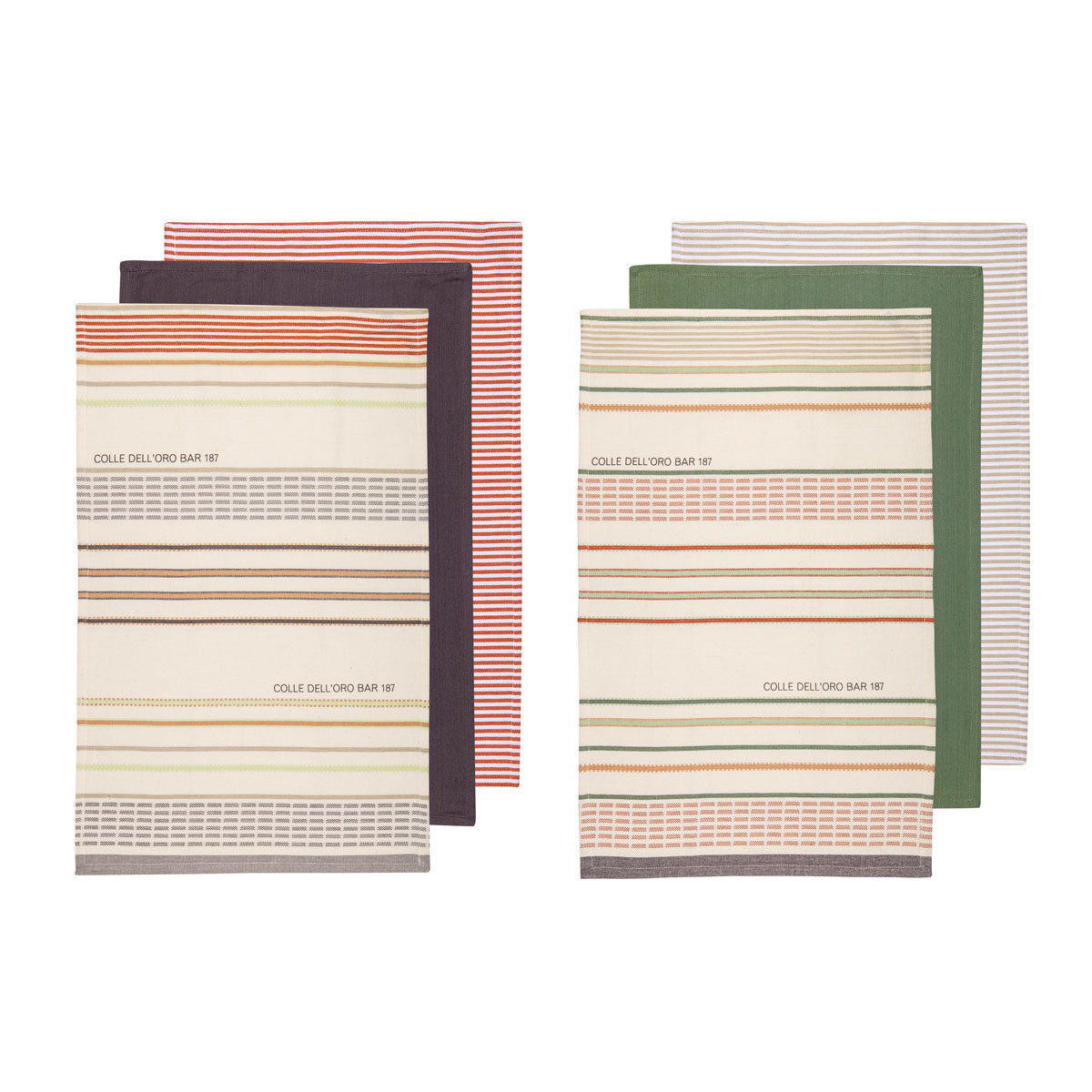 Ladelle Sanctuary Cotton Kitchen Tea Towels Set of 6, 50 x 70 cm, Stripes Design - SuperSaverAU - view 1