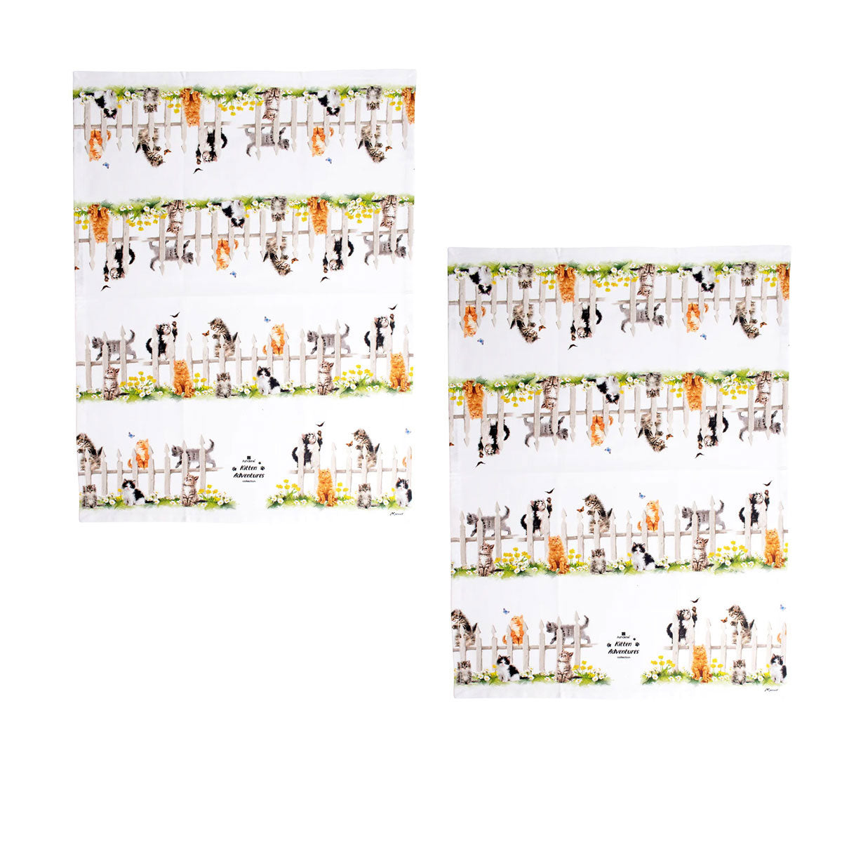 Ashdene Set of 2 Kitten Adventures Cotton Kitchen Tea Towels 50 x 70 cm - SuperSaverAU - view 1