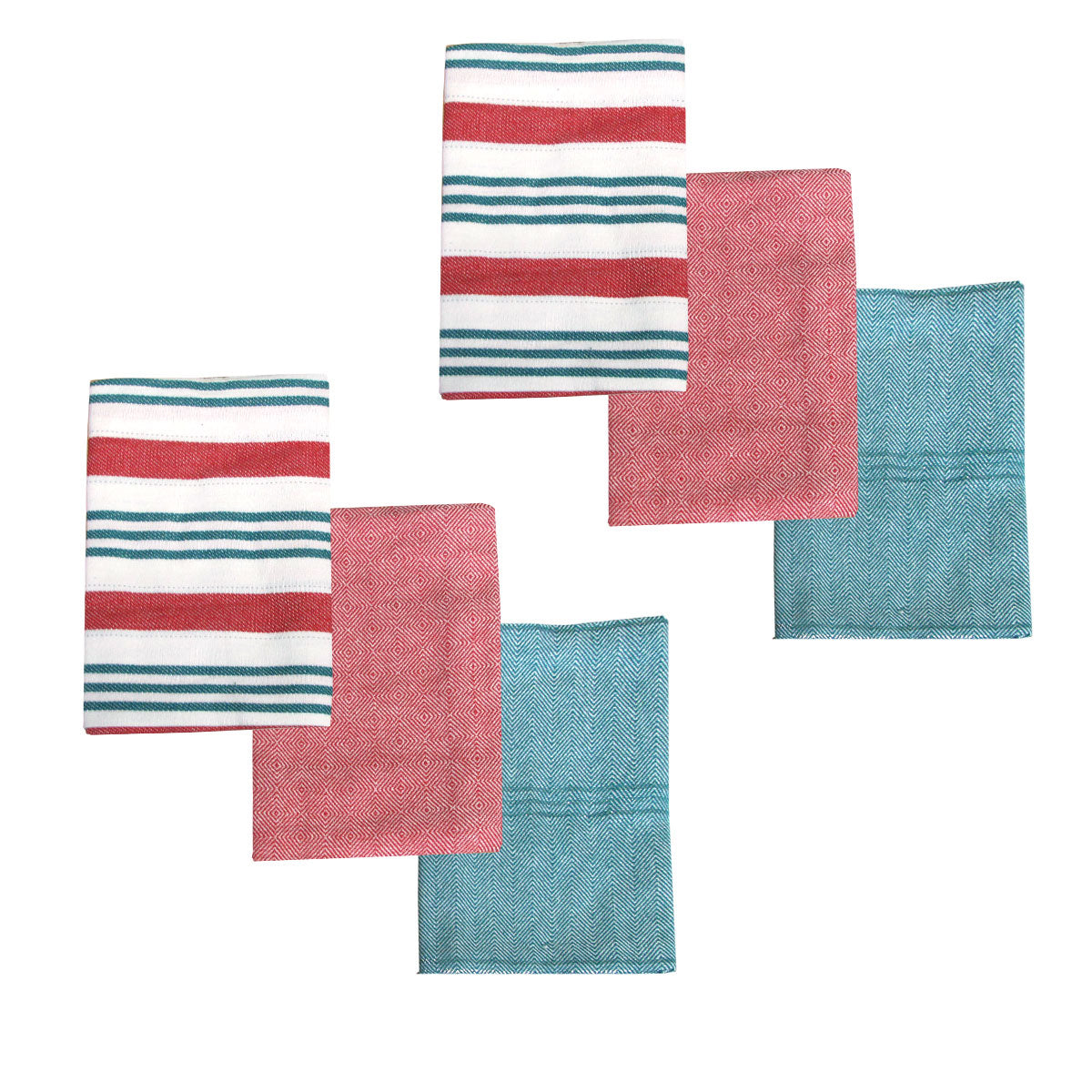 Ladelle 6 Cotton Kitchen Towels 45 x 70 cm Christmas Theme Red Design 8 - SuperSaverAU - view 1