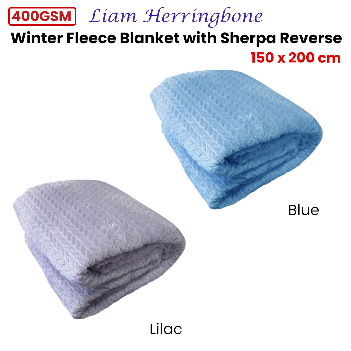 Ardor Liam Lilac Winter Fleece Blanket with Sherpa Reverse 150x200cm - SuperSaverAU - view 2