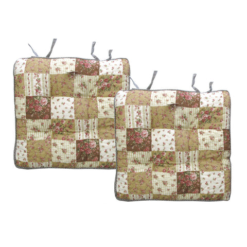 Lylac Homewares Petal Delights Set of 2 Printed Chair Pads 40 x 40 cm Mia Brown - SuperSaverAU - view 1