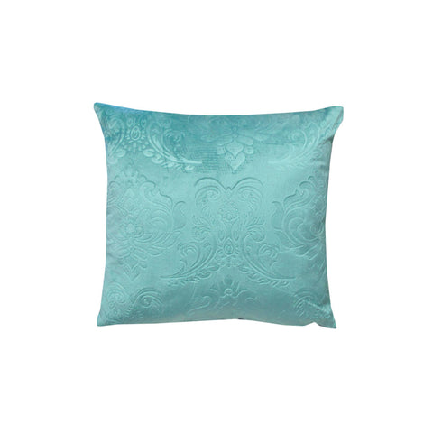 Georges Fine Linens Amara Filled Cushion with Embossed Damask - Sea Green, 40 x 40cm