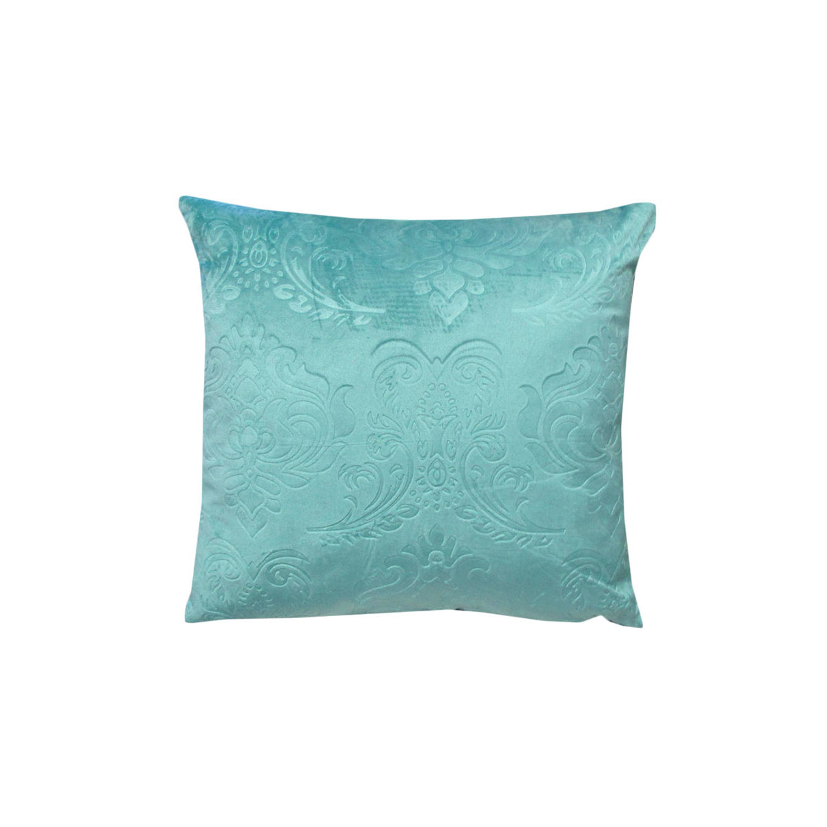 Georges Fine Linens Amara Filled Cushion with Embossed Damask - Sea Green, 40 x 40cm