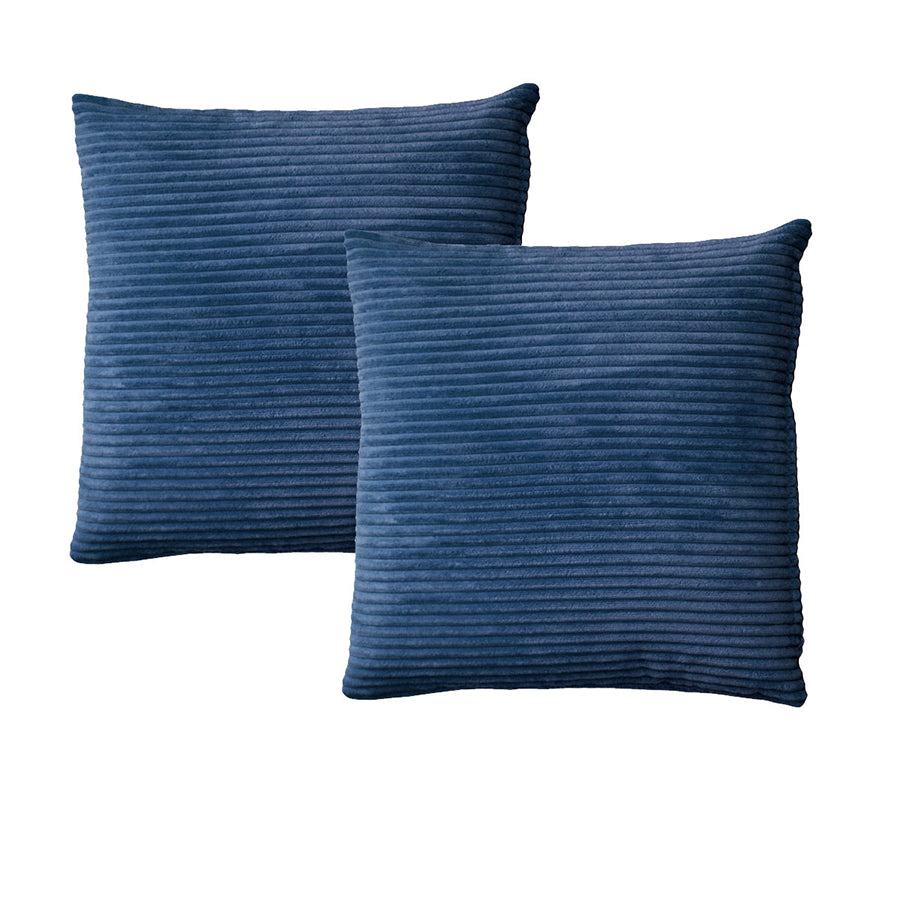 Alastairs Ruby Ribbed Flannel Fleece European Pillowcases - Navy, Pair