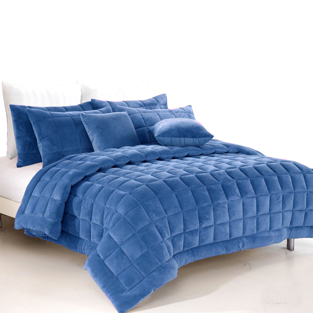 Alastairs Augusta Denim Faux Mink Quilt / Comforter Set Super King - SuperSaverAU - view 1
