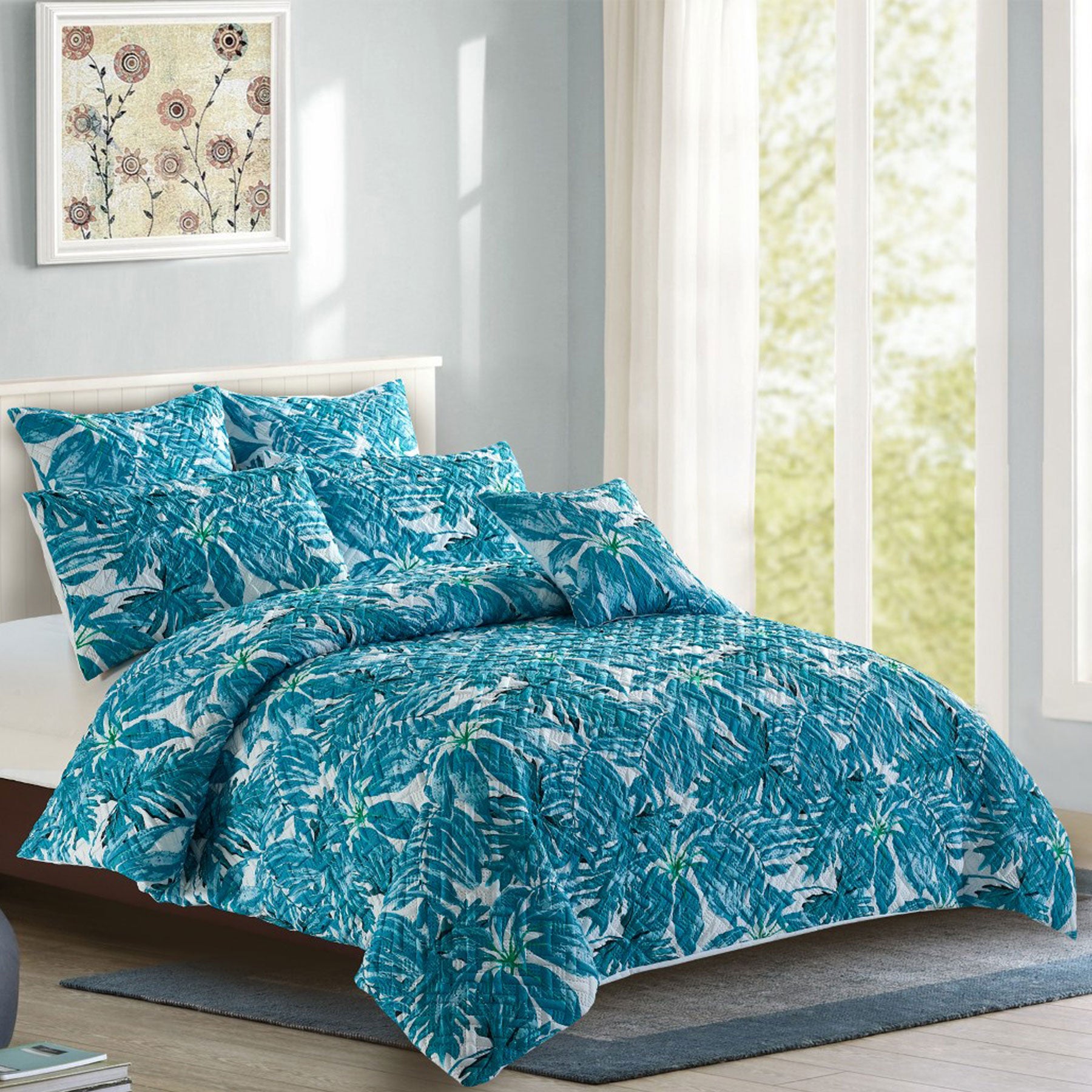 Georges Fine Linens Eden Lightly Quilted Quilt Cover Set - King, Tropical Design - SuperSaverAU - view 1