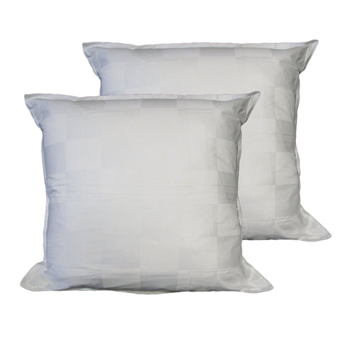 Orient Sense Pair of Dominic White European Pillowcases 65cm x 65cm - Gingham Jacquard Design - SuperSaverAU - view 1