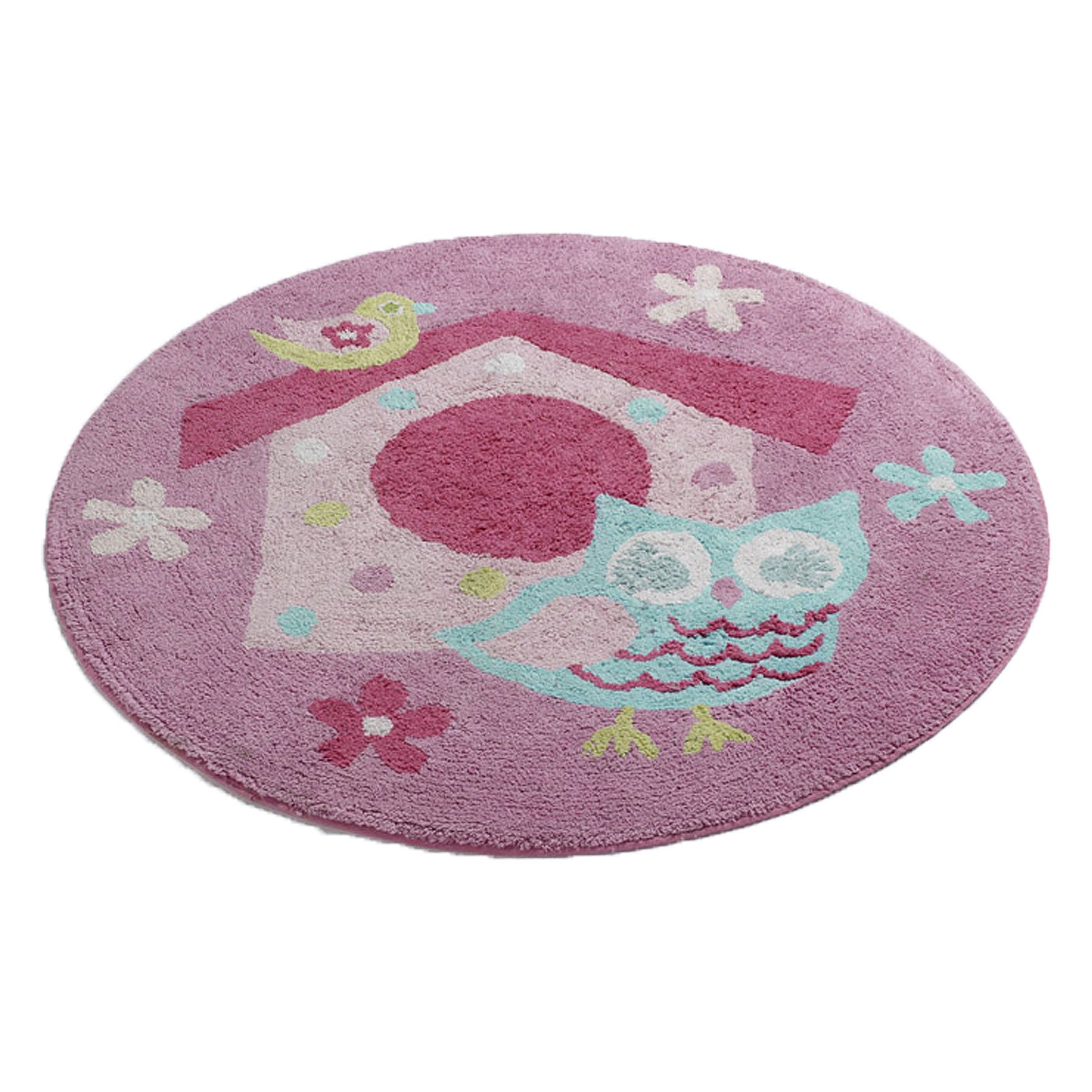 Jiggle & Giggle Birdcage Floor Rug 80cm Diameter - 100% Cotton, Appliqué Design - SuperSaverAU - view 1