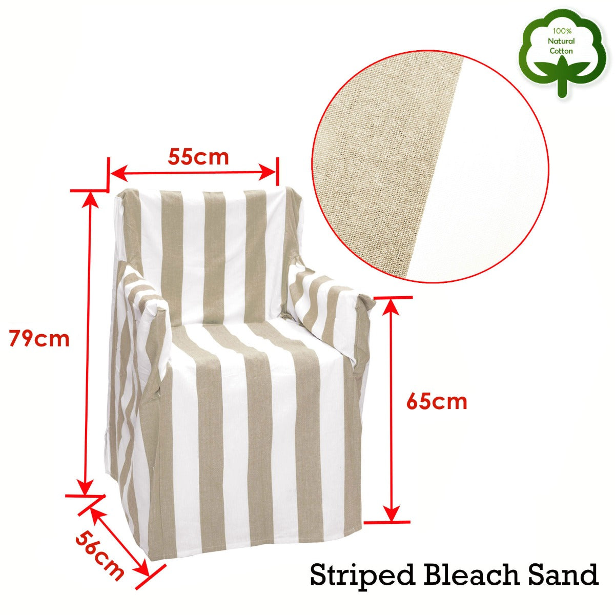 Rans Alfresco Cotton Director Chair Cover - Striped Bleach Sand - SuperSaverAU - view 2