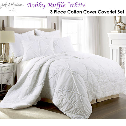 Jenny Mclean Bobby Ruffle White 3 Piece Cotton Coverlet Set Super King - SuperSaverAU - view 1