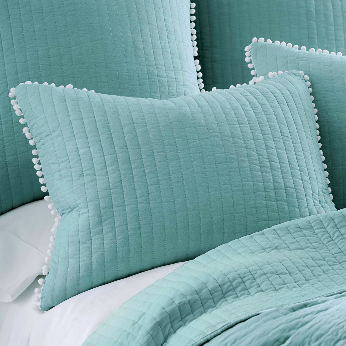 Jenny Mclean Clavo Pompom Blue 3 Piece 100% Cotton Coverlet Set Super King - SuperSaverAU - view 2