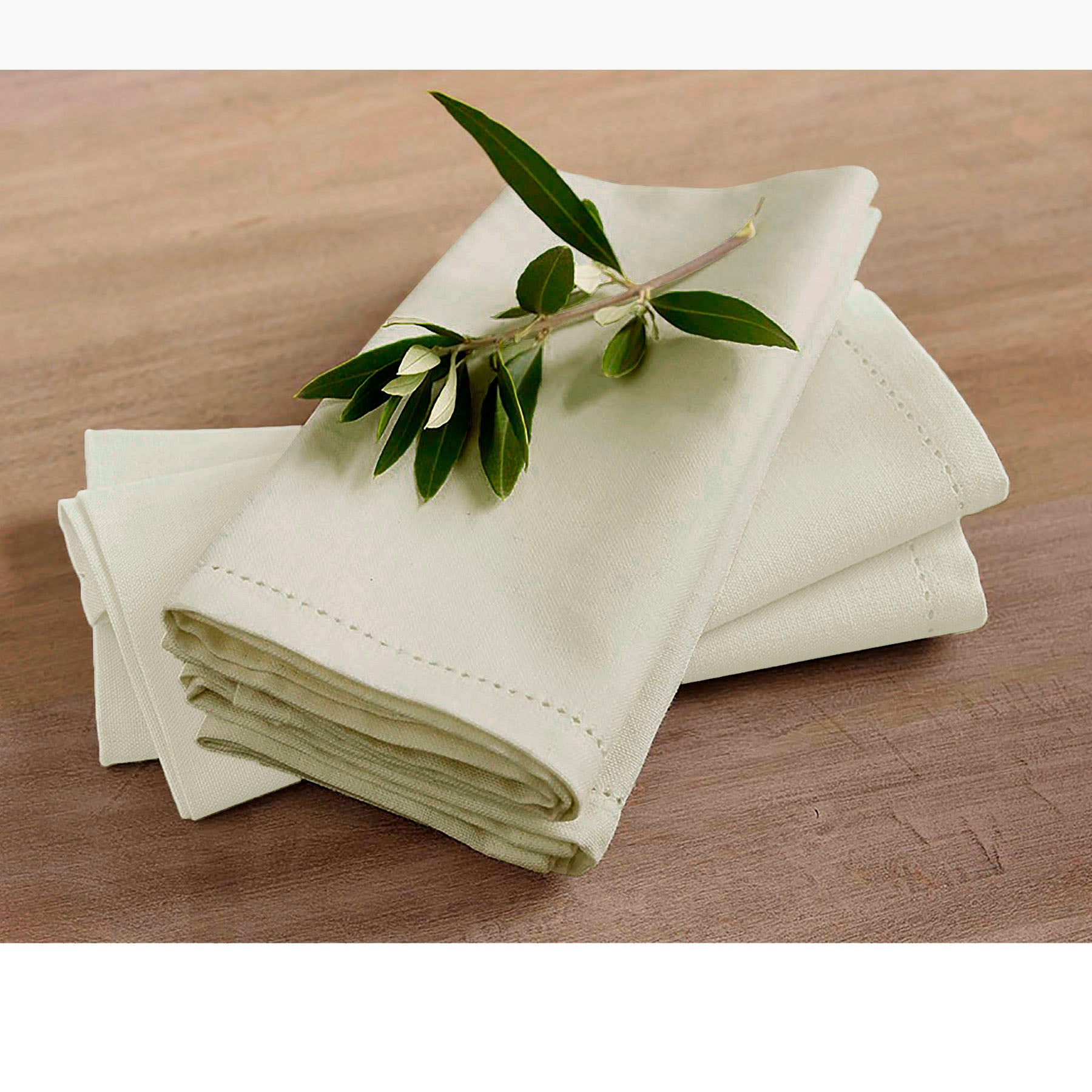 Rans Set of 4 Elegant Hemstitch Napkins - 45 x 45 cm - Beige Cotton - SuperSaverAU - view 1