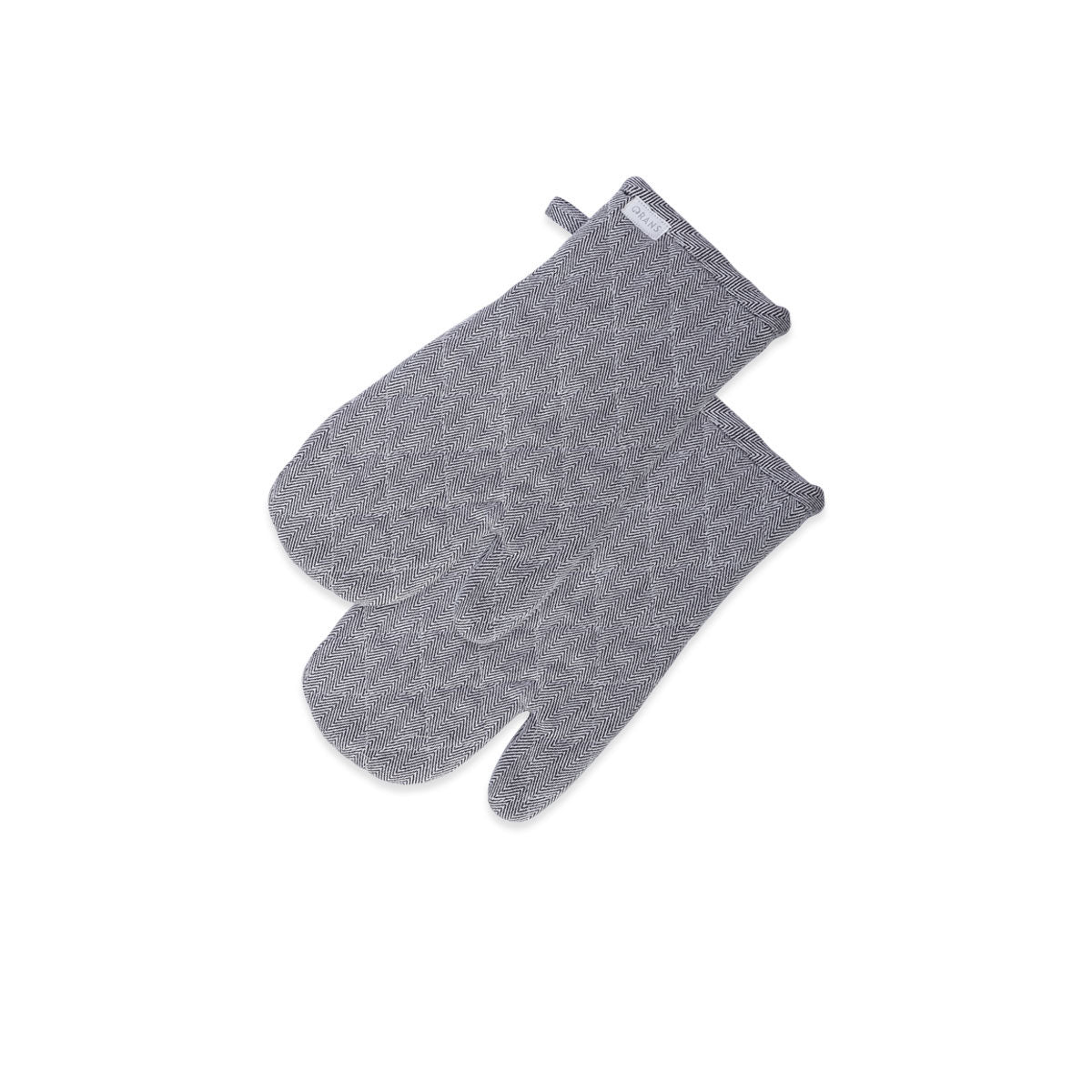 Rans Herringbone Black Cotton Set of 2 Oven Gloves - Padded, Machine Washable, 18 x 32 cm - SuperSaverAU - view 1