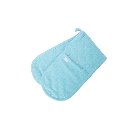 Rans Herringbone Blue Cotton Double Mitts 18 x 75 cm - Padded, Machine Washable - SuperSaverAU - view 1