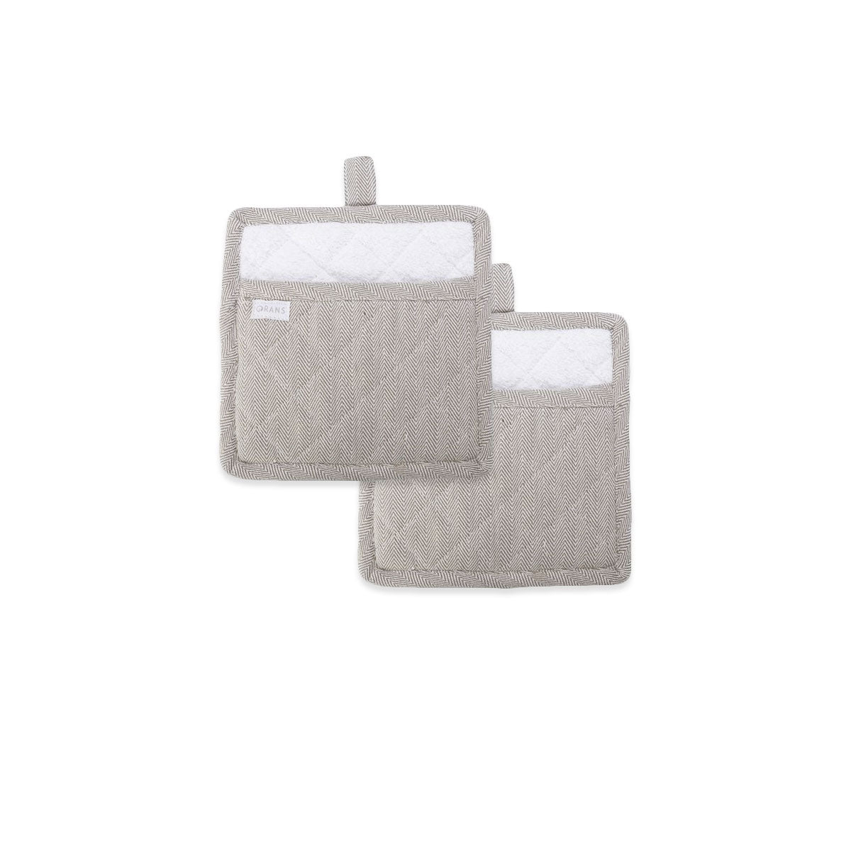 Rans Herringbone Charcoal Cotton Set of 2 Pot Holders - 20 x 20 cm - SuperSaverAU - view 1