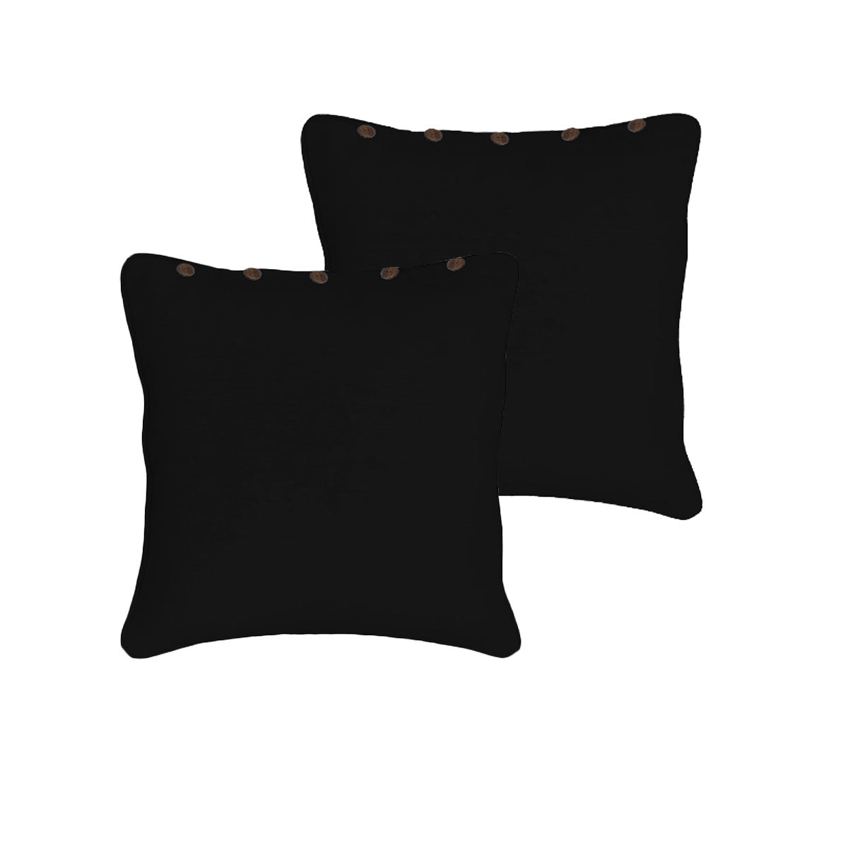 Rans London Cotton European Pillowcases with Buttons 60 x 60 cm - Black, 2 Pack - SuperSaverAU - view 1