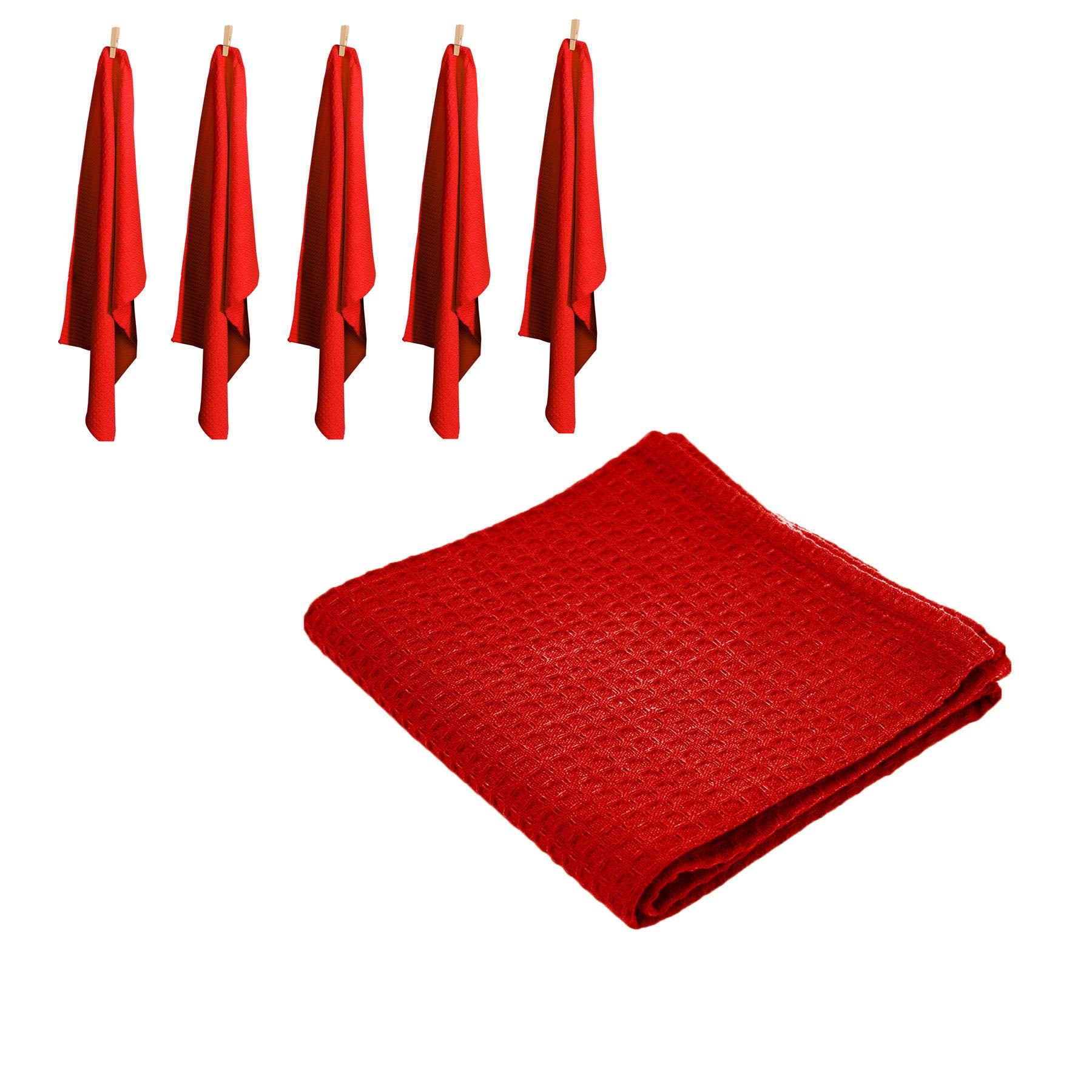Rans Set of 6 Cotton Waffle Tea Towels 50x70 cm - Super Absorbent, Lint-Free - SuperSaverAU - view 1