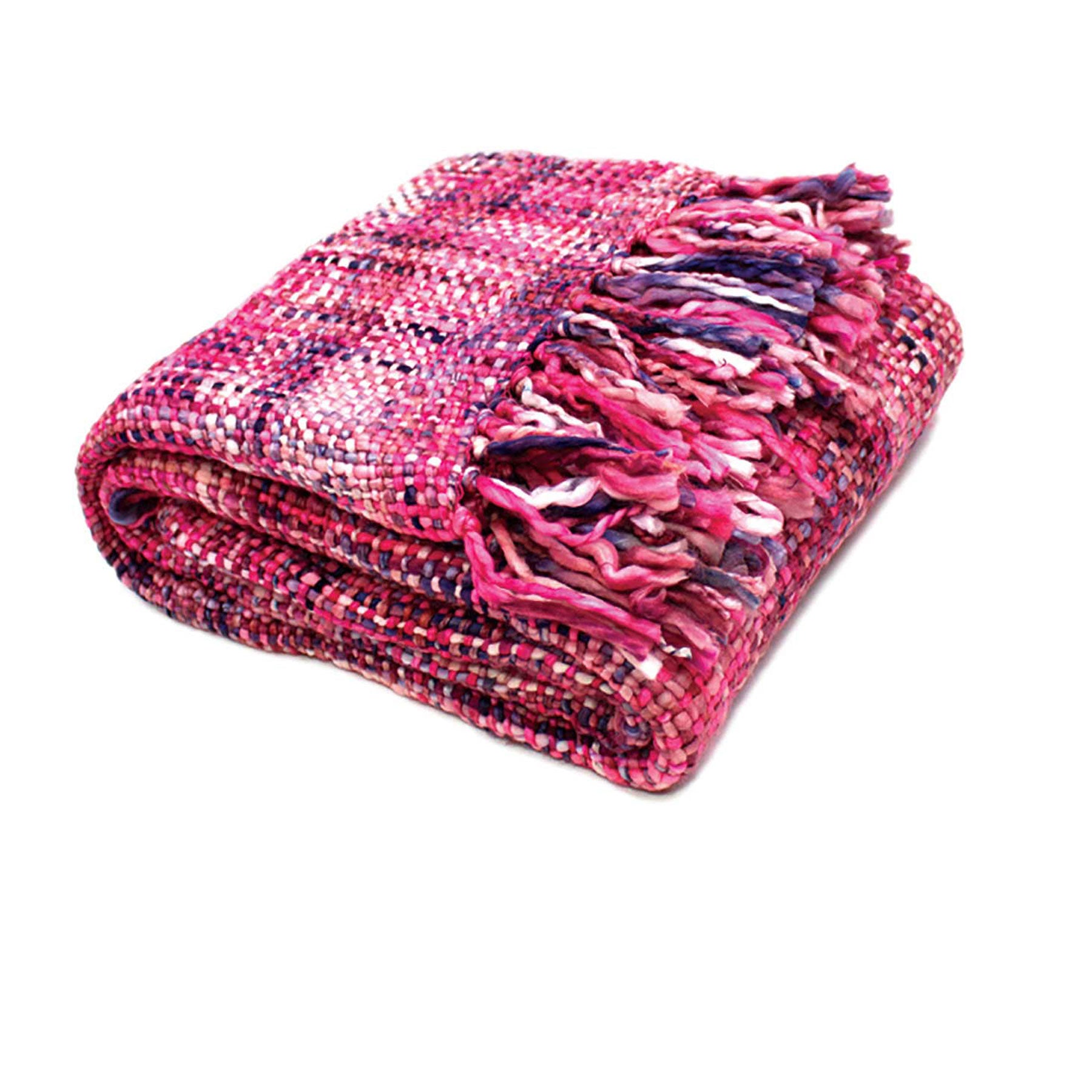 Rans Oslo Knitted Weave Throw 127x152cm - Barbie Doll, Stylish Fringes, Soft Acrylic - SuperSaverAU - view 1