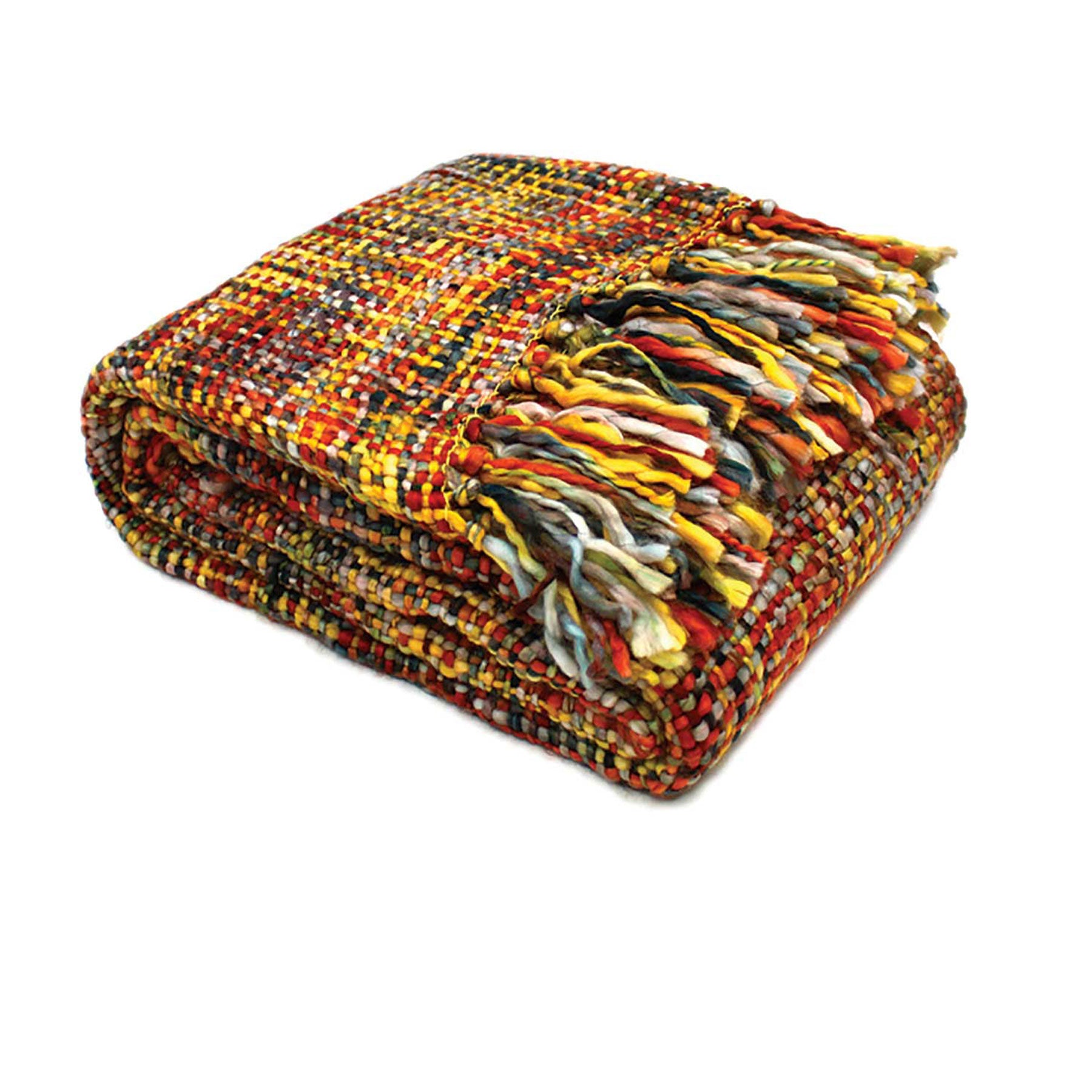 Rans Oslo Knitted Weave Throw 127x152cm - Bush Fire, Stylish Fringes, 100% Acrylic - SuperSaverAU - view 1