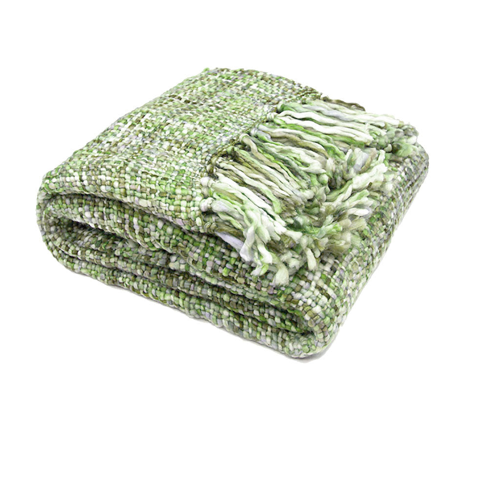Rans Oslo Knitted Weave Throw 127x152cm - Grass Green, Stylish Fringes - SuperSaverAU - view 1