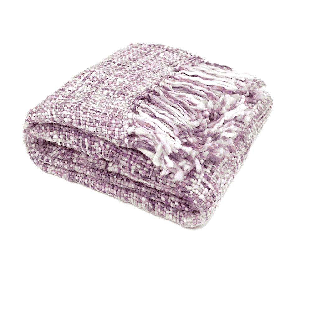 Rans Oslo Knitted Weave Throw 127x152cm - Lilac Hint, Stylish Fringes, 100% Acrylic - SuperSaverAU - view 1