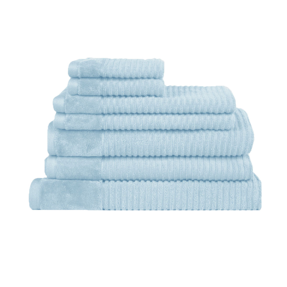 Royal Excellency 7 Piece Cotton Bath Towel Set - Baby Blue, 100% Cotton, Highly Absorbent - SuperSaverAU - view 1