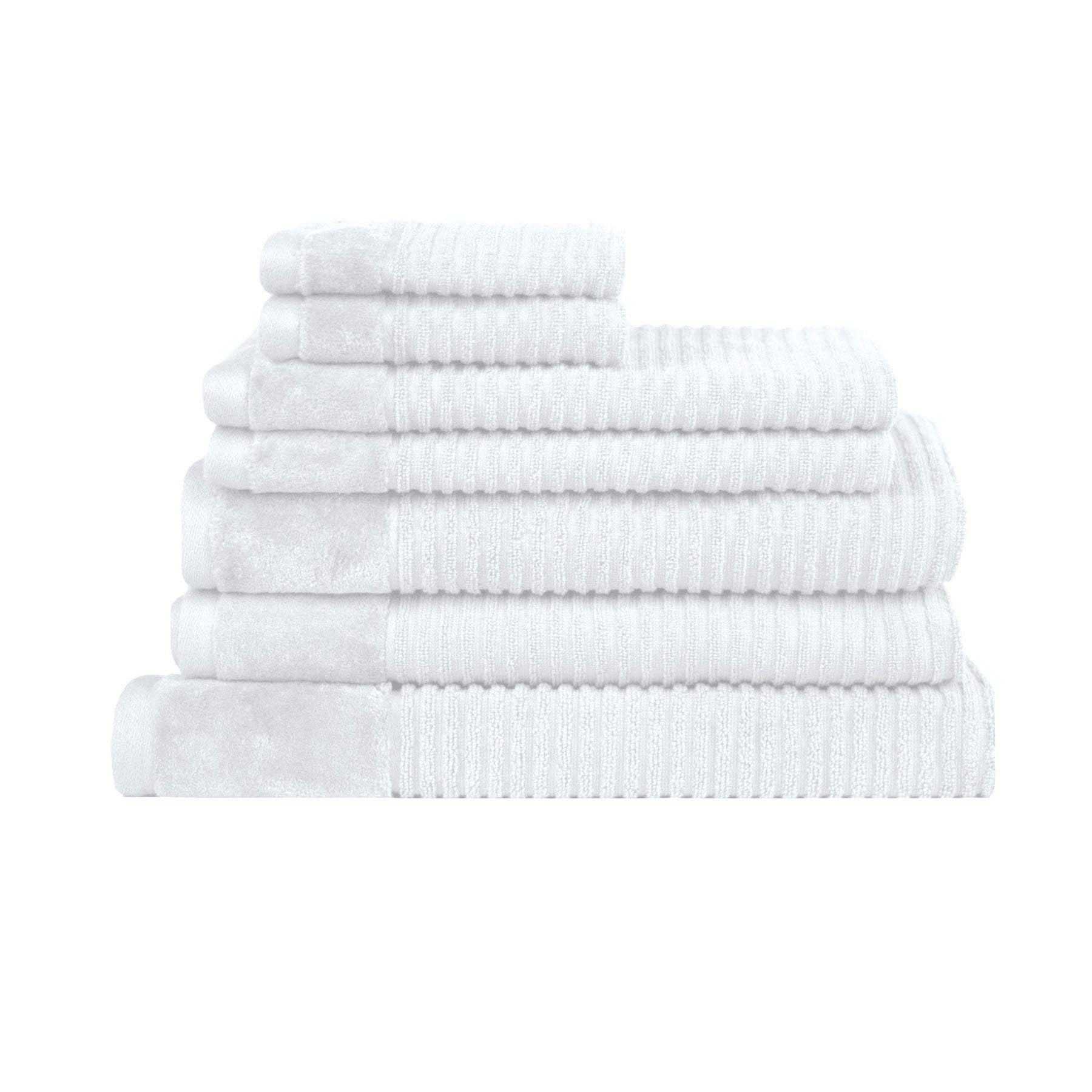 Royal Excellency 7 Piece Cotton Bath Towel Set - White, 100% Cotton, Highly Absorbent - SuperSaverAU - view 1