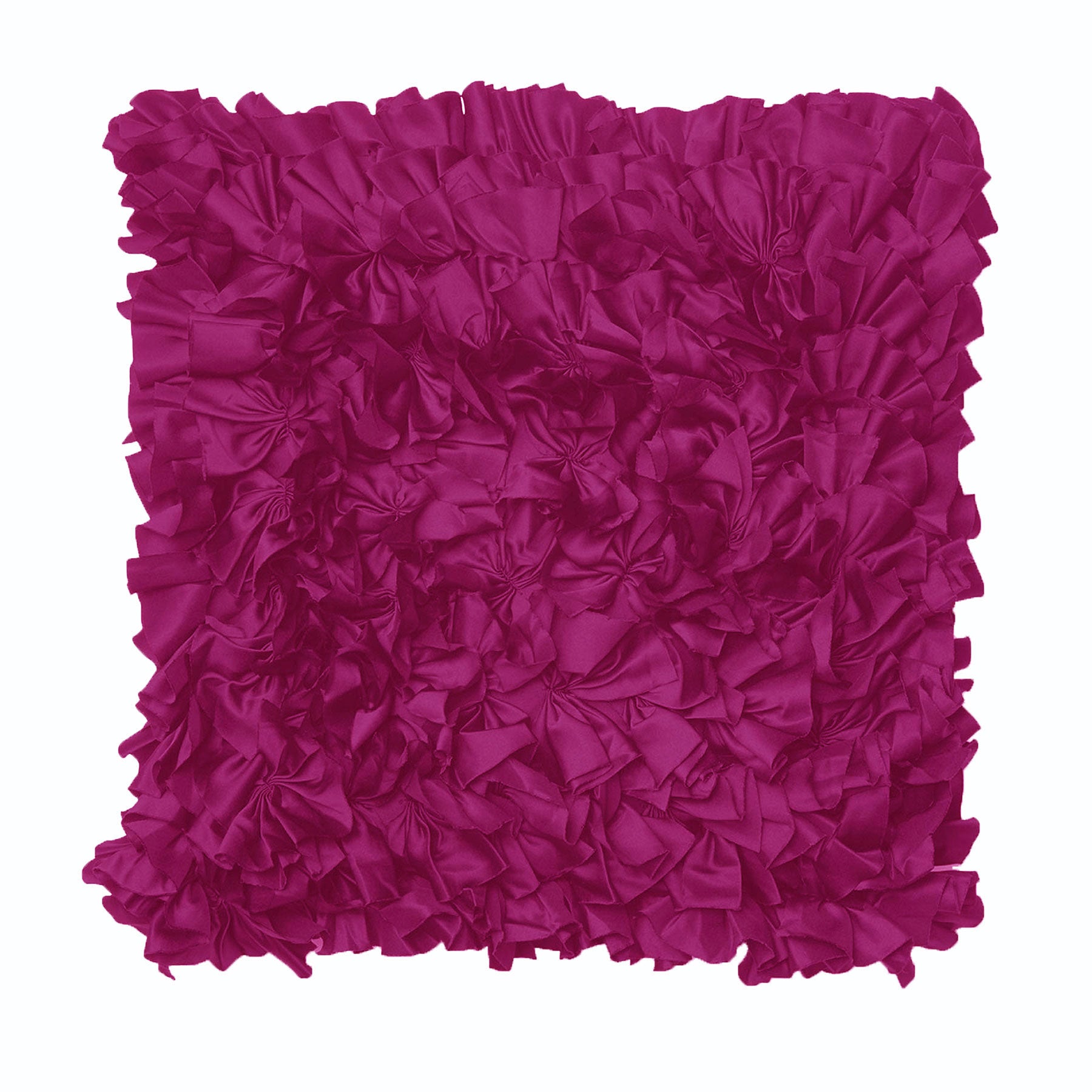 Rapee Fuschia Ruffled Filled Cushion - 43cm x 43cm, Satin Polyester - SuperSaverAU - view 1