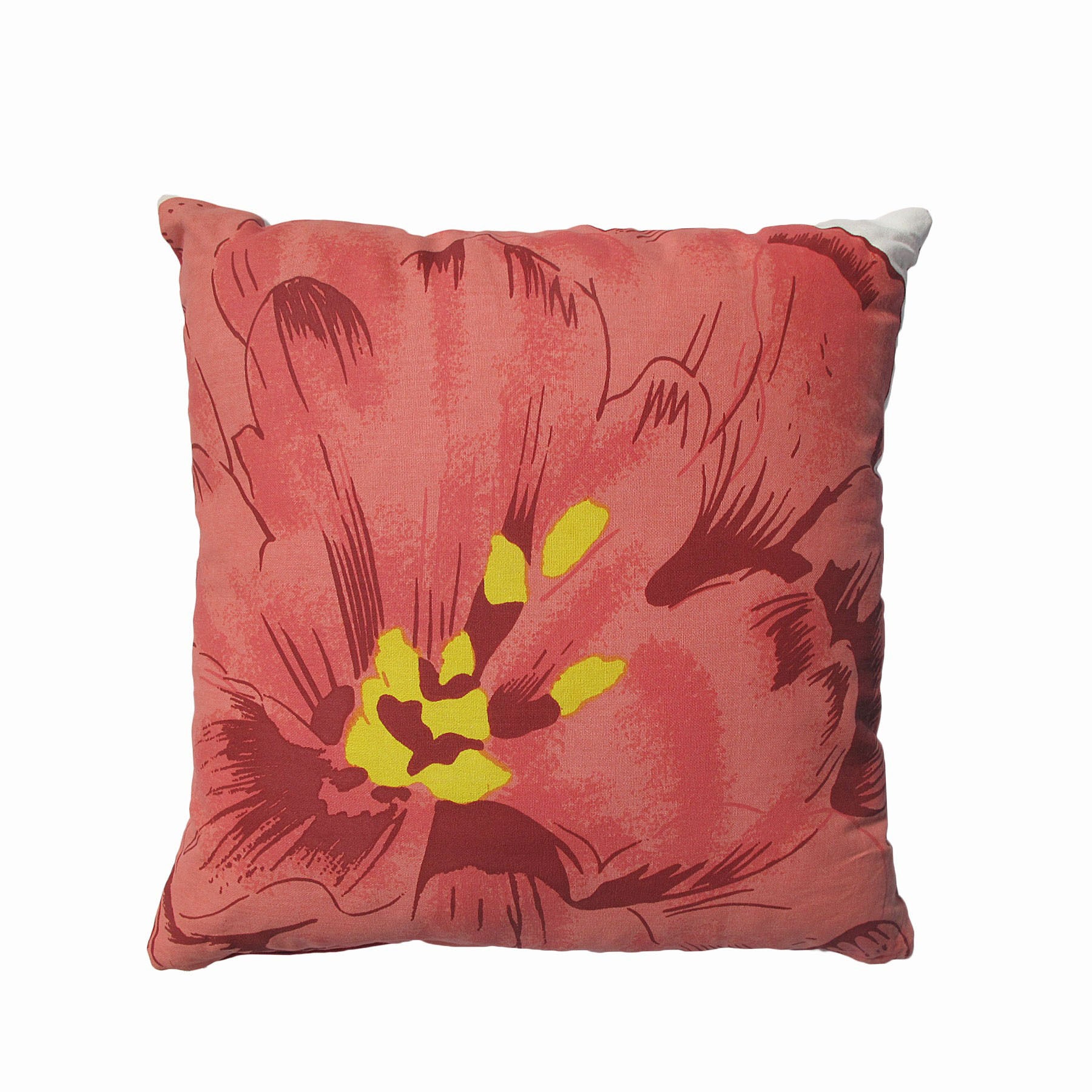 Rapee Poppy Floral Filled Cushion - Red, 50 x 50cm