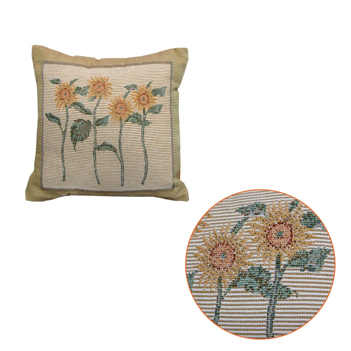 Rapee Floral Tapestry Filled Cushion 32 x 32 cm - Sunflower Design - SuperSaverAU - view 1