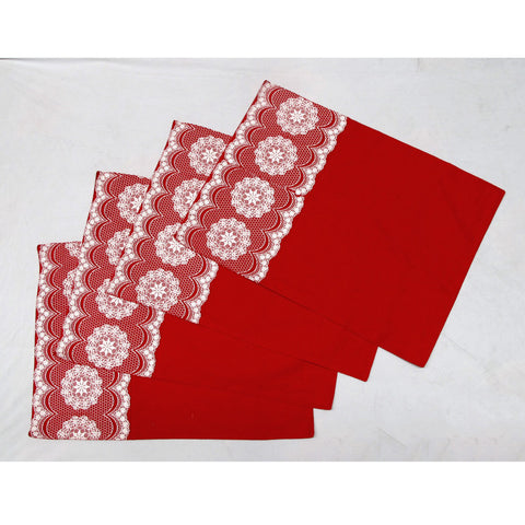 Rapee Lacey Cotton Table Placemats - Red, 33 x 45cm, 4 Pack