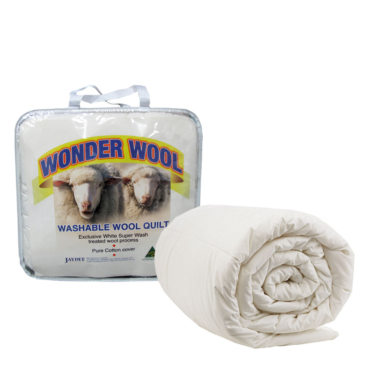 500GSM Washable Wool Quilt - 210 x 210 cm - Australian Made, Cotton Cover - SuperSaverAU - view 1