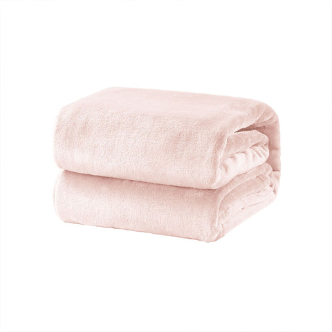 Premium Super Soft Micro Flannel Plush Blanket 300GSM - Blush, Single