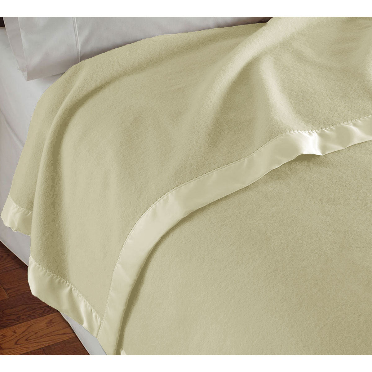 400GSM Luxury Wool Blanket Cream Queen - Solid Colour, Satin Binding - SuperSaverAU - view 1