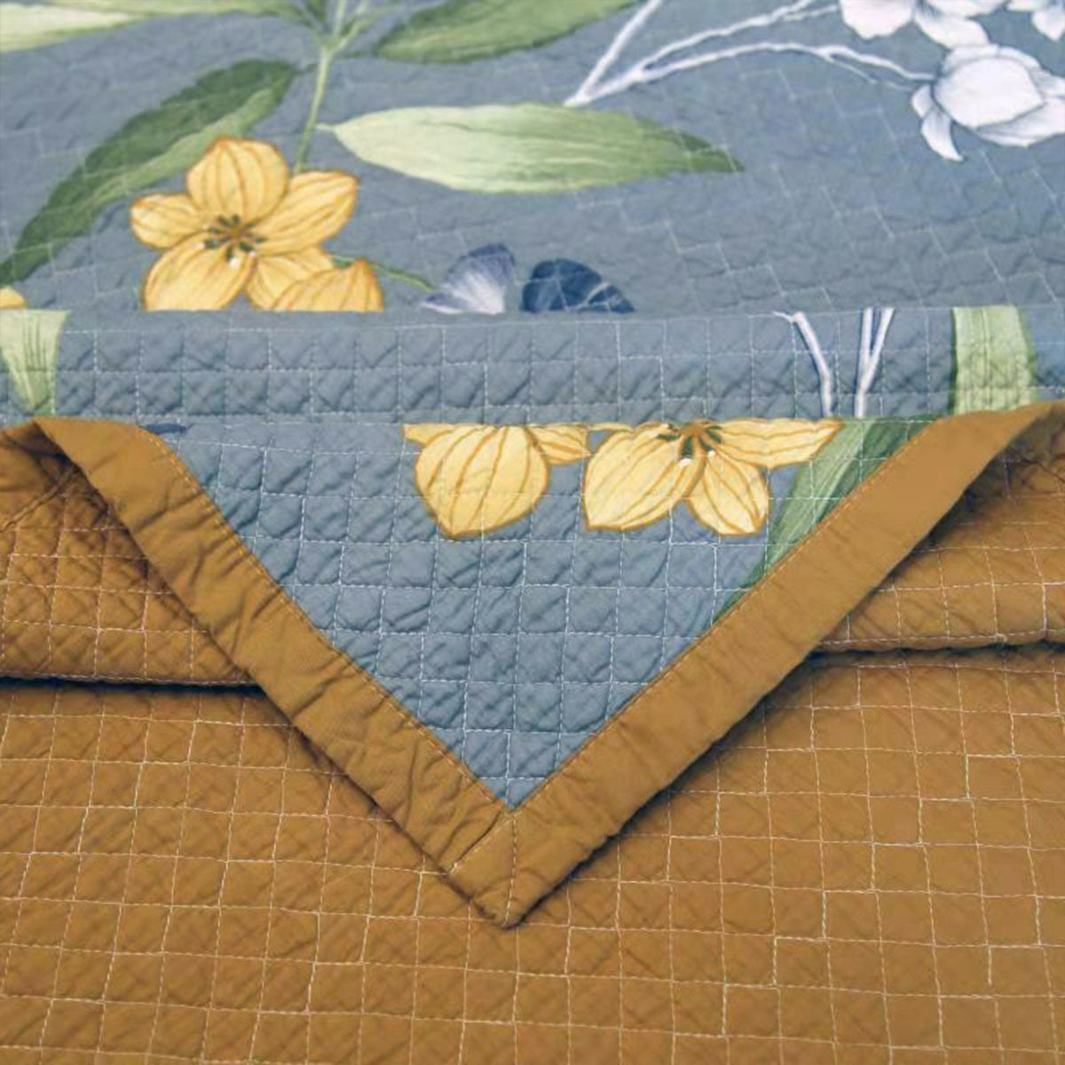 Premium Embroidered Palm Cotton Coverlet Set - Queen