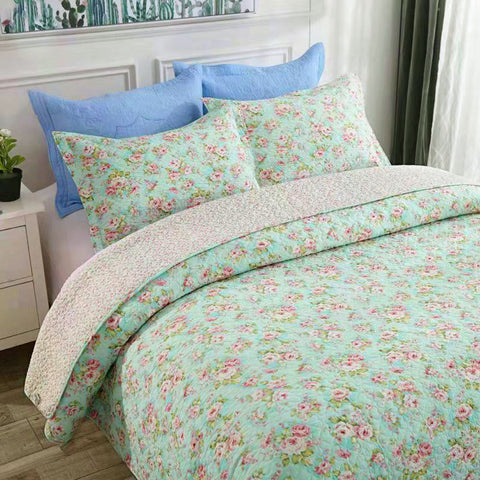 Premium Isabella Cotton Cover Lightly Quilted Coverlet Set - Multi, Queen