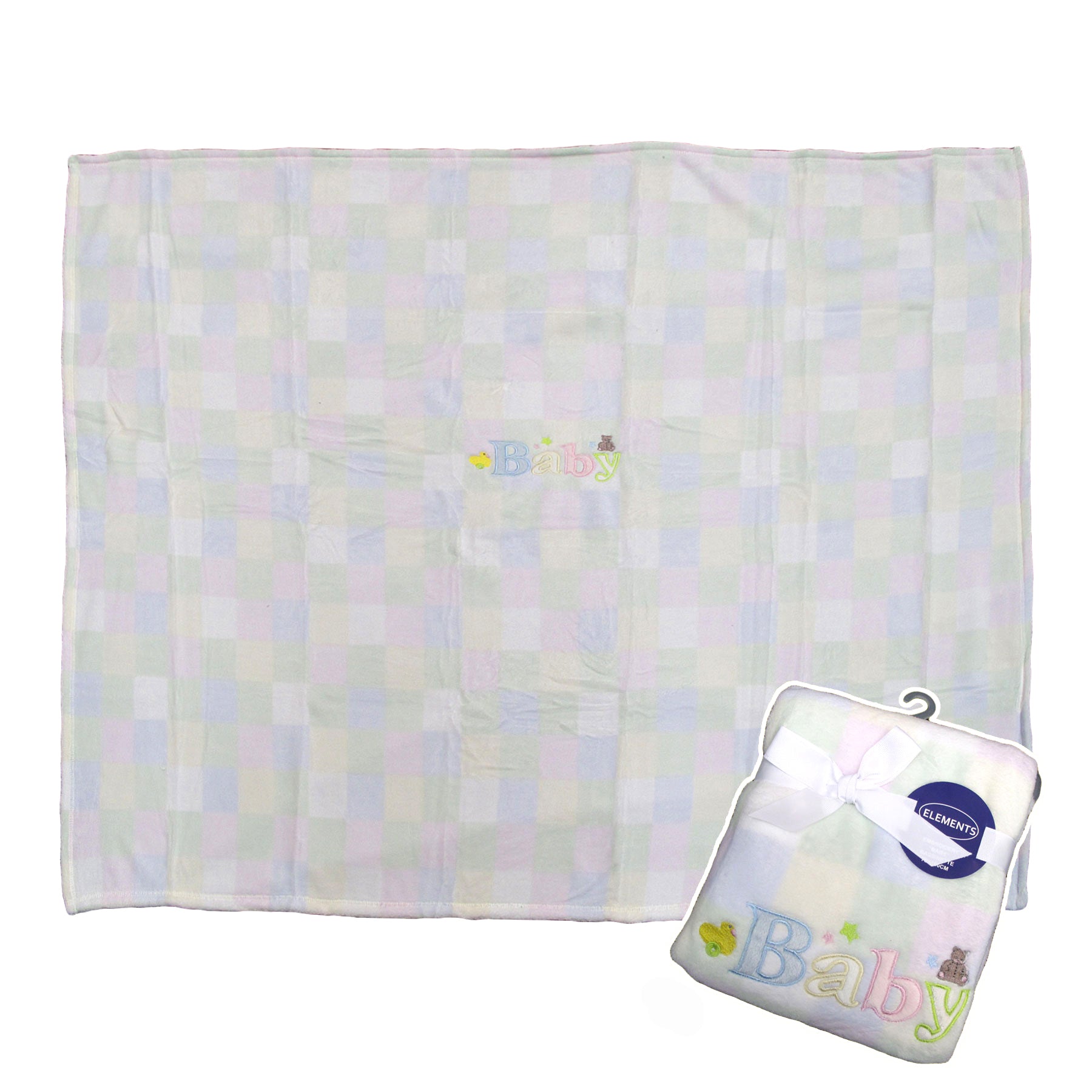 Elements Embroidery Baby Coral Fleece Blanket Cot Size 110 x 140 cm - Soft Touch - SuperSaverAU - view 1