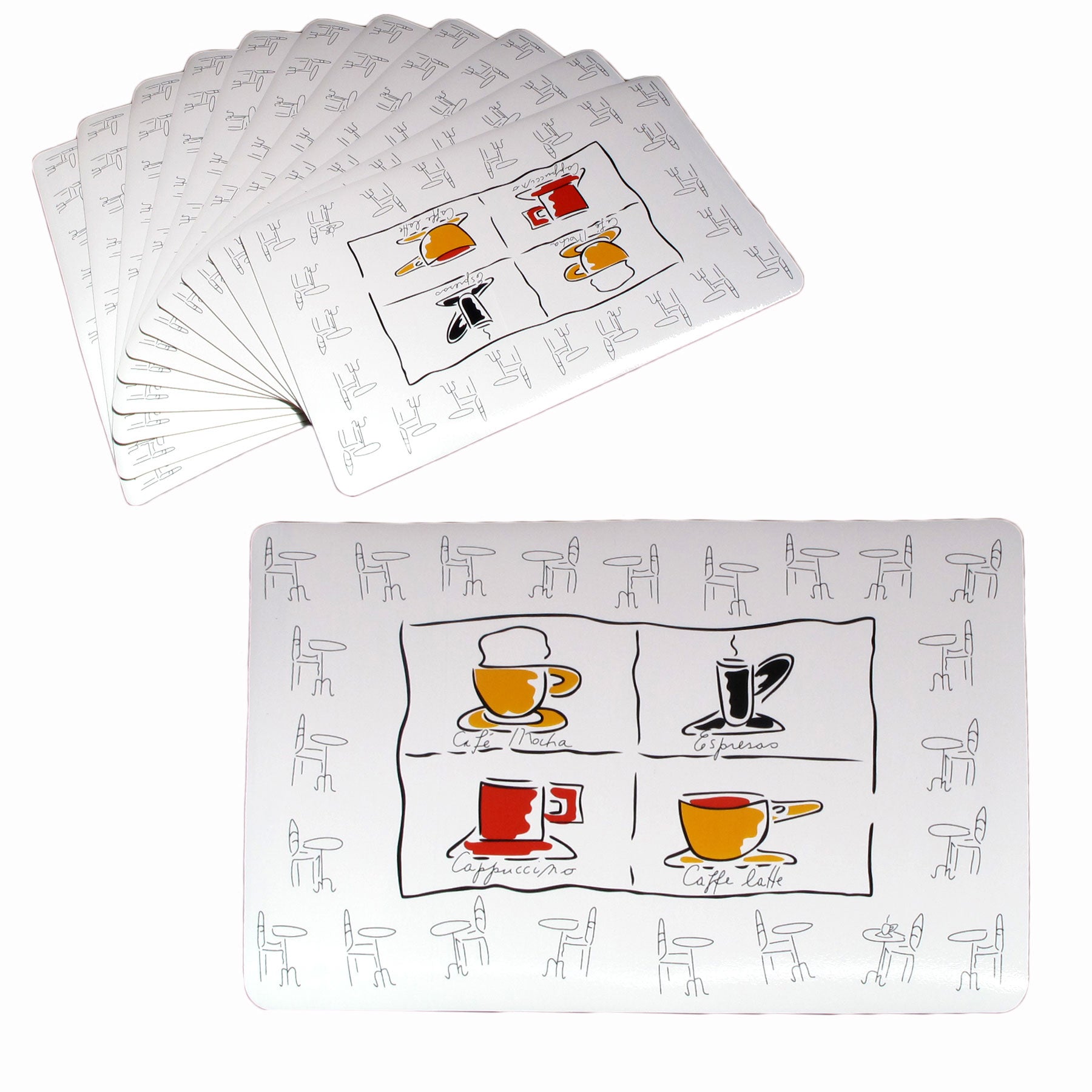Set of 12 PVC Easy Care Placemats - Flocking Design 43 x 28 cm - SuperSaverAU - view 1