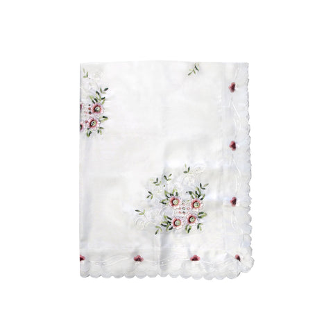 Premium Anya Flowers Embroidered Cutout Tablecloth - White, 152 x 228cm