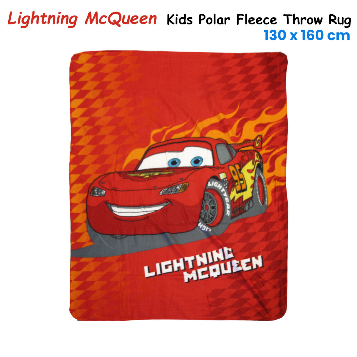 Premium Lightning McQueen Polar Fleece Throw Rug - 130 x 160cm