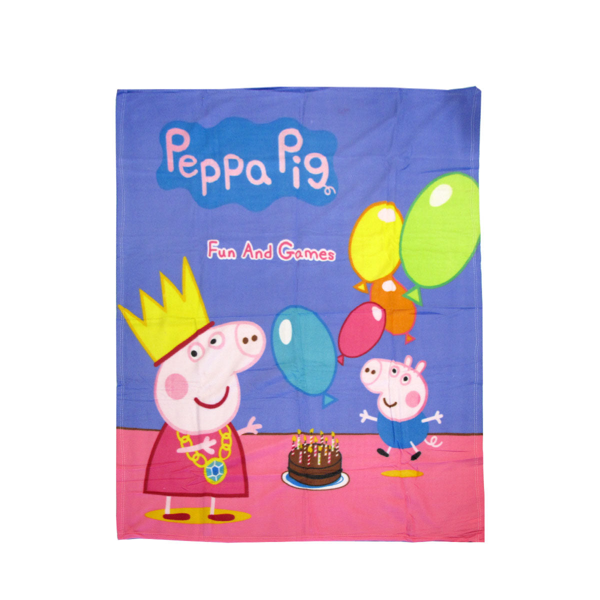Premium Peppa Pig Birthday Party Polar Fleece Throw Rug - 130 x 160cm