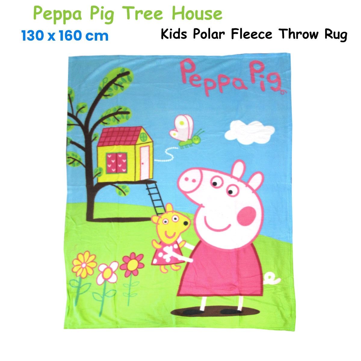 Peppa Pig Tree House Printed Polar Fleece Throw Rug 130 x 160 cm - SuperSaverAU - view 2