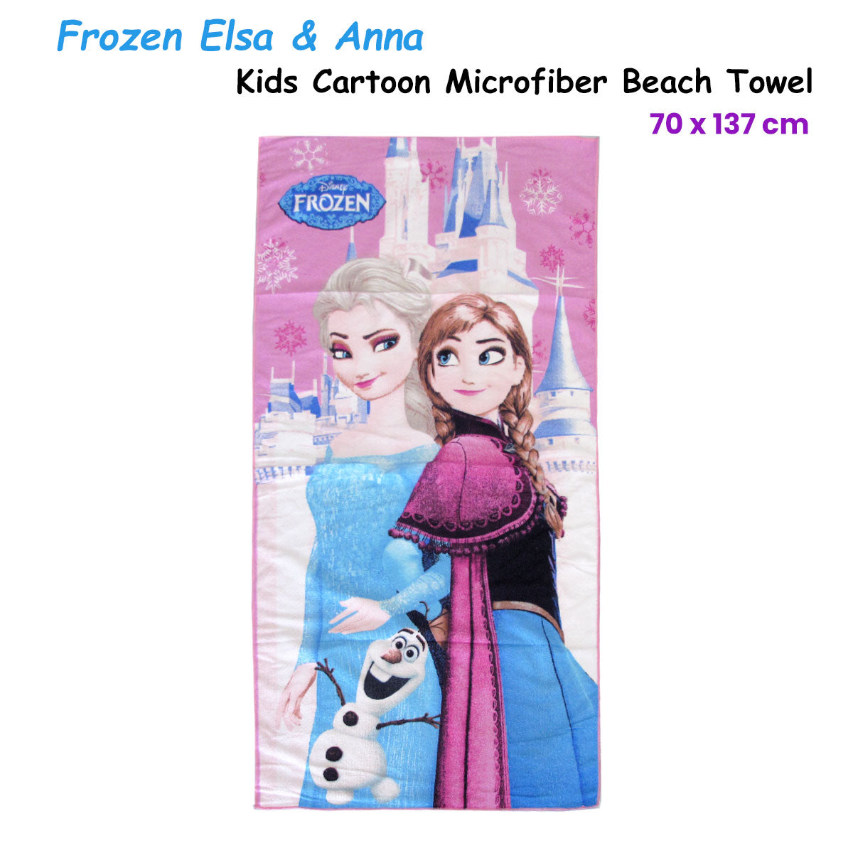 Bloomington Frozen Elsa & Anna Microfibre Beach Towel - 70 x 137cm