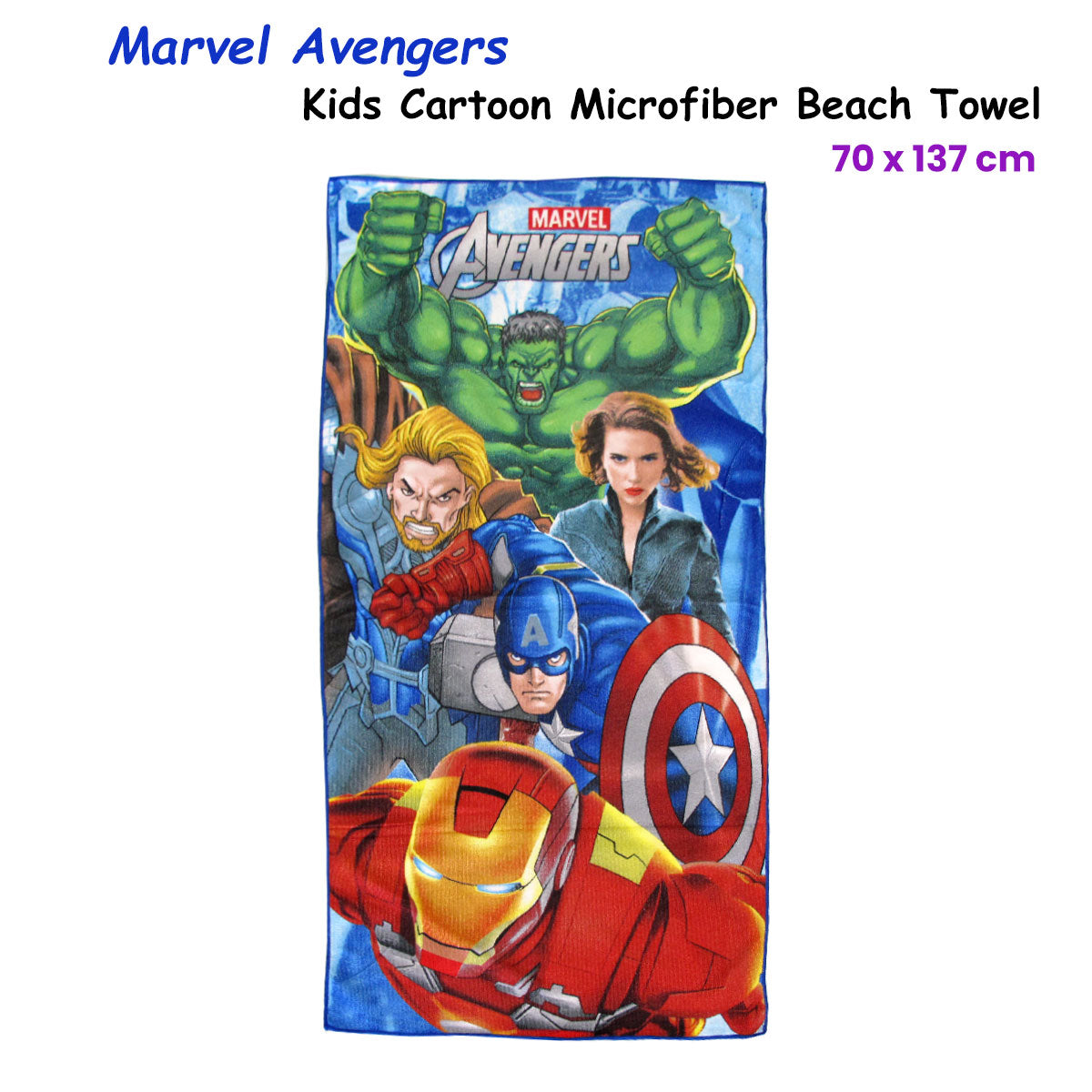 Bloomington Marvel Avengers Microfibre Beach Towel - 70 x 137cm