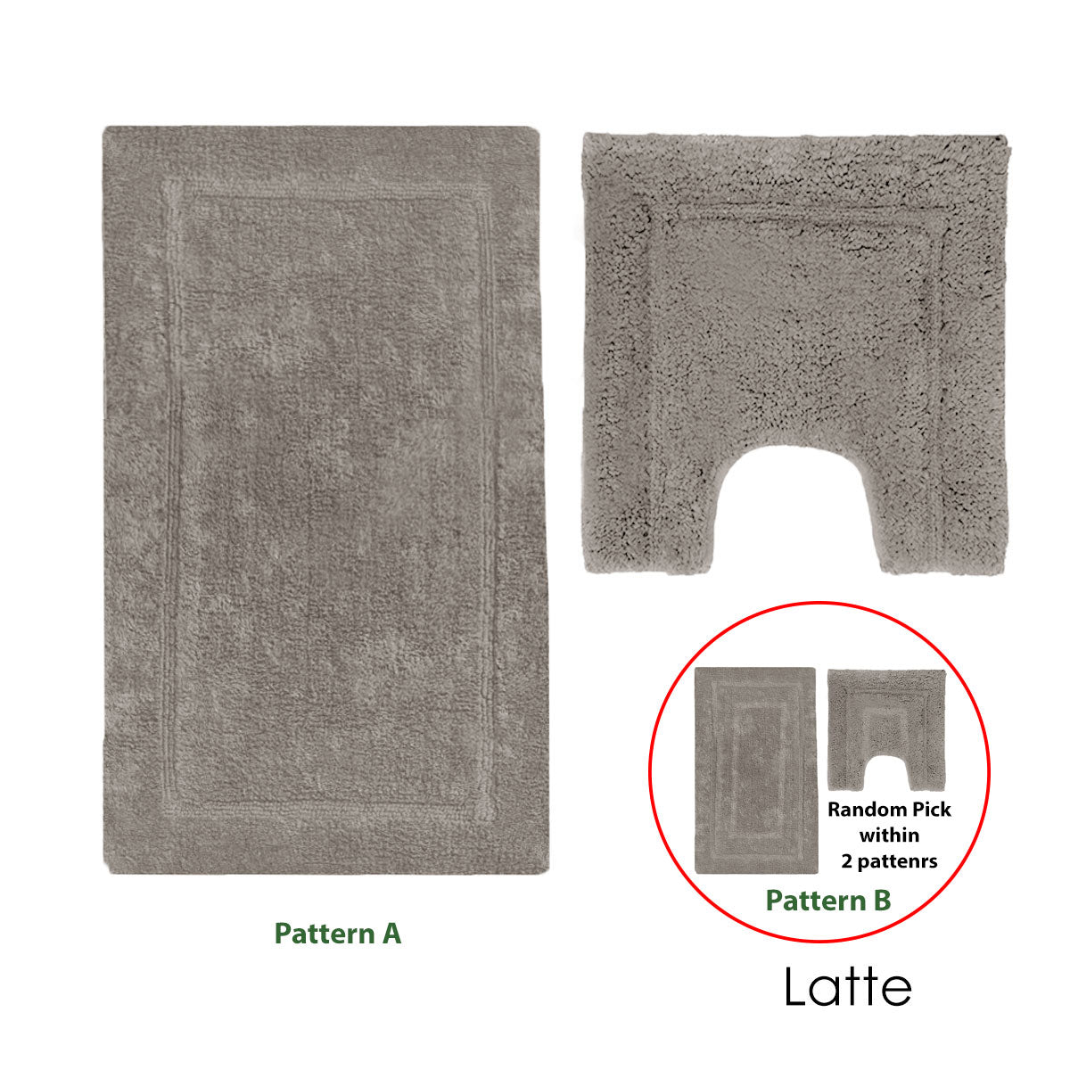 Premium Axel Cotton Bath Mat Set with 2200GSM Feel - Latte, 2 Piece