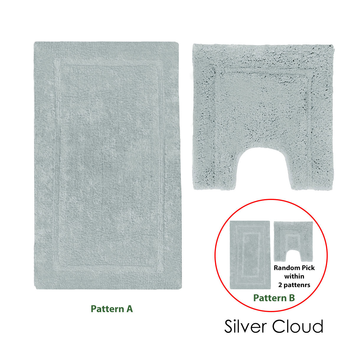 Premium Axel Cotton Bath Mat Set with 2200GSM Feel - Silver Cloud, 2 Piece