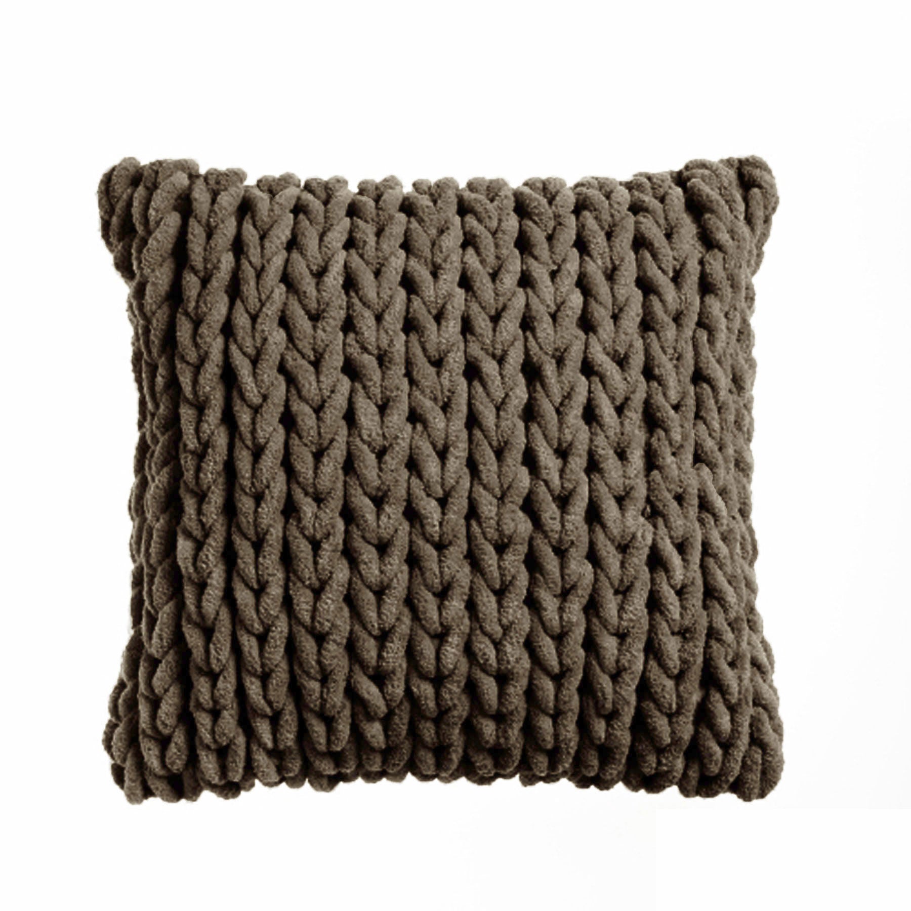 Premium Cable Appliqued Filled Cushion - Expresso, 45 x 45cm