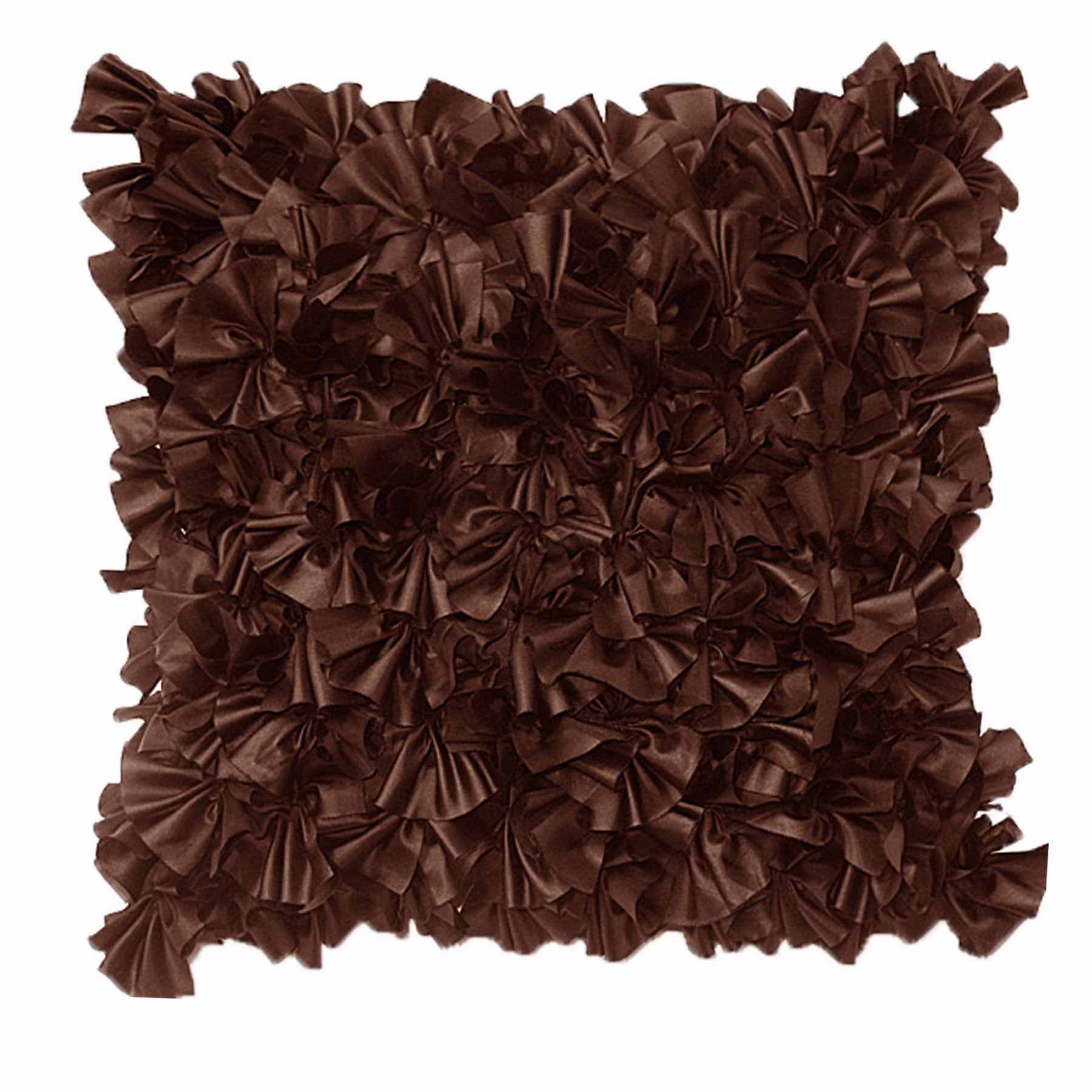 Premium Sapphire Filled Cushion with Ruffle Detail - Chocolate, 43 x 43cm