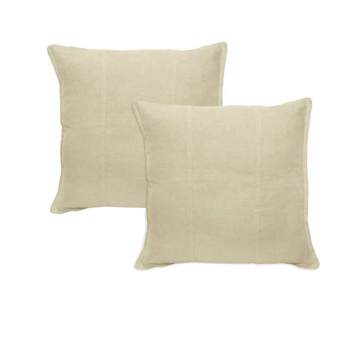 Pure Linen European Pillowcases 60x60 cm - Cream, Solid Colour Design, Set of 2 - SuperSaverAU - view 1